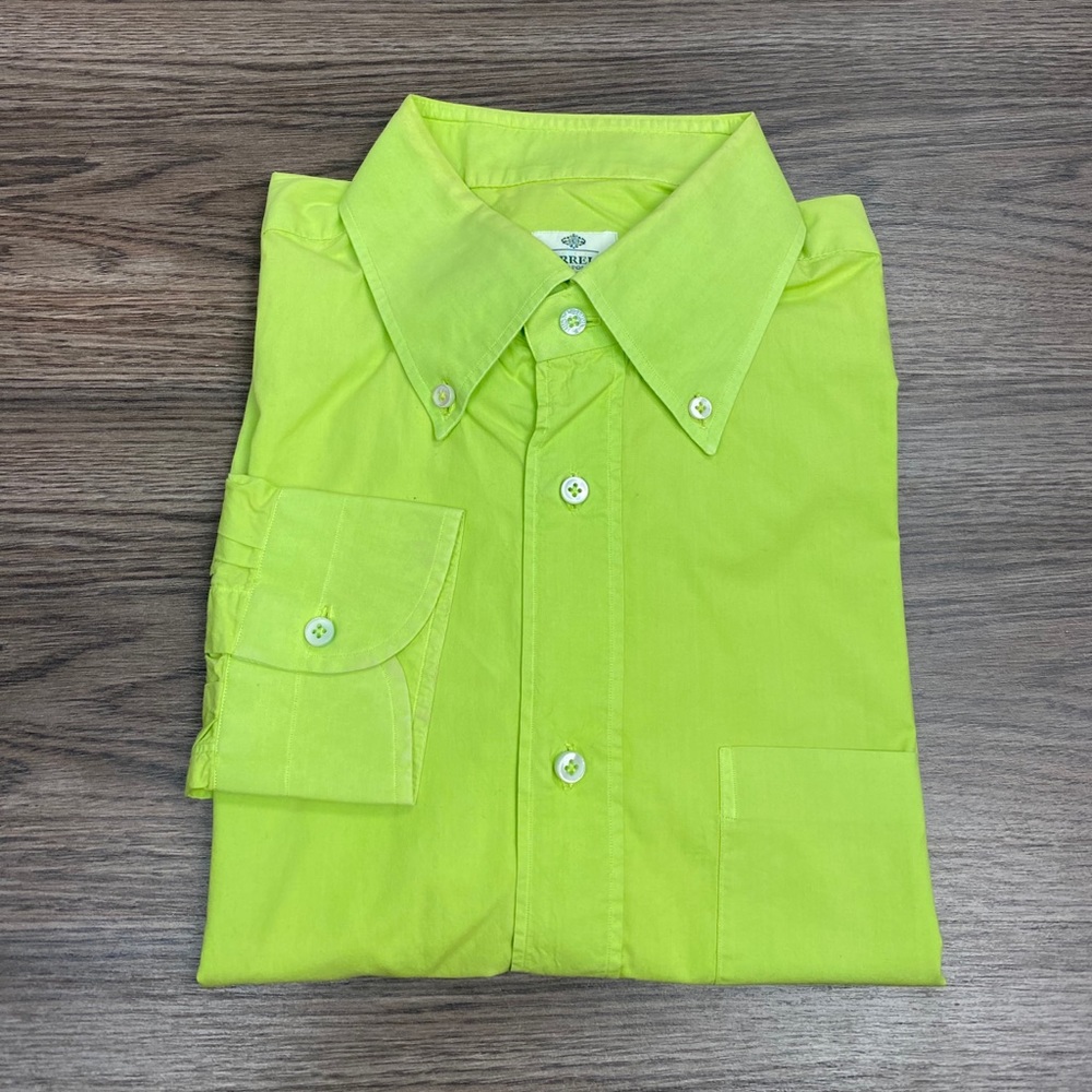 Borrelli Solid Lime Green Shirt M